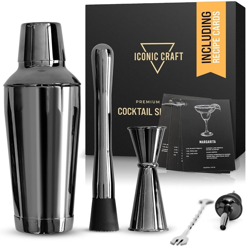 Premium Cocktail Shaker Set with Premium Gift Box - 5 Piece Cocktail Shaker Set